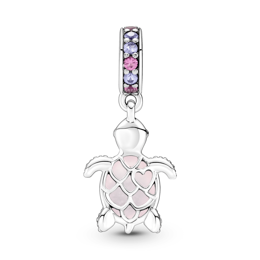 Charm colgante Tortuga de mar rosa de cristal Murano