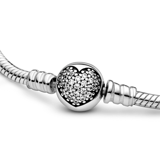 Pulsera Broche Esfera con Corazon y Zirconias