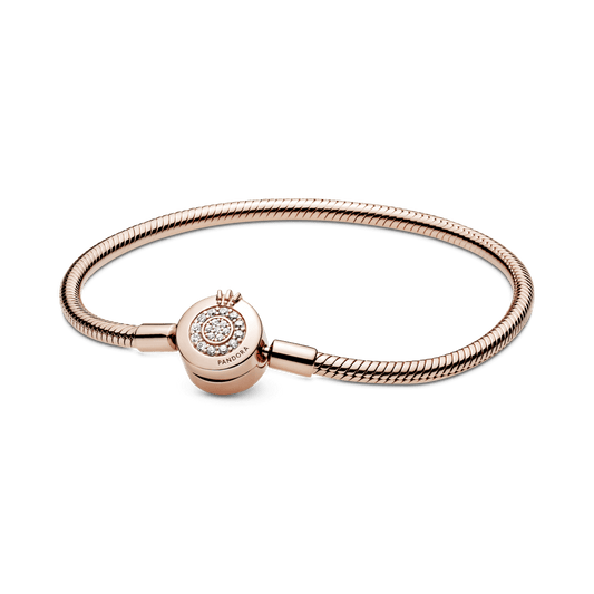 Brazalete Pandora Moments cadena de serpiente Corona O resplandeciente en Recubrimiento en Oro Rosa